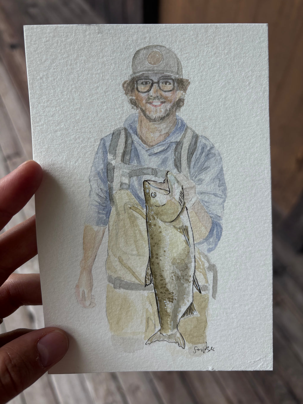 Custom Watercolor Fish Portrait