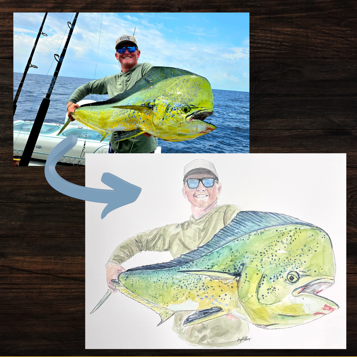 Custom Watercolor Trophy Fish Portrait