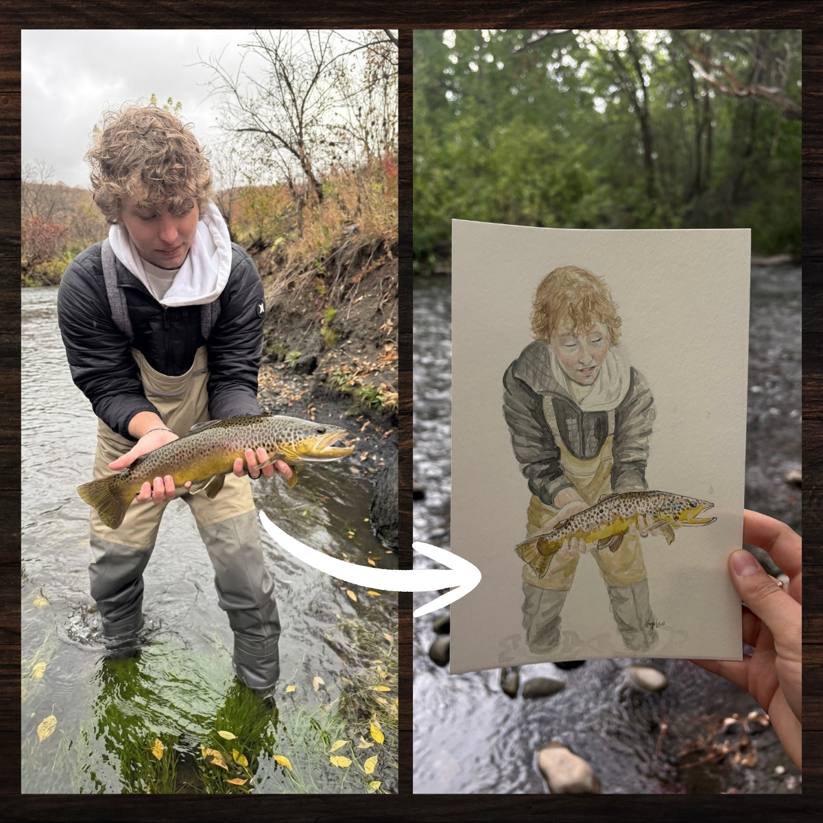 Custom Watercolor Trophy Fish Portrait