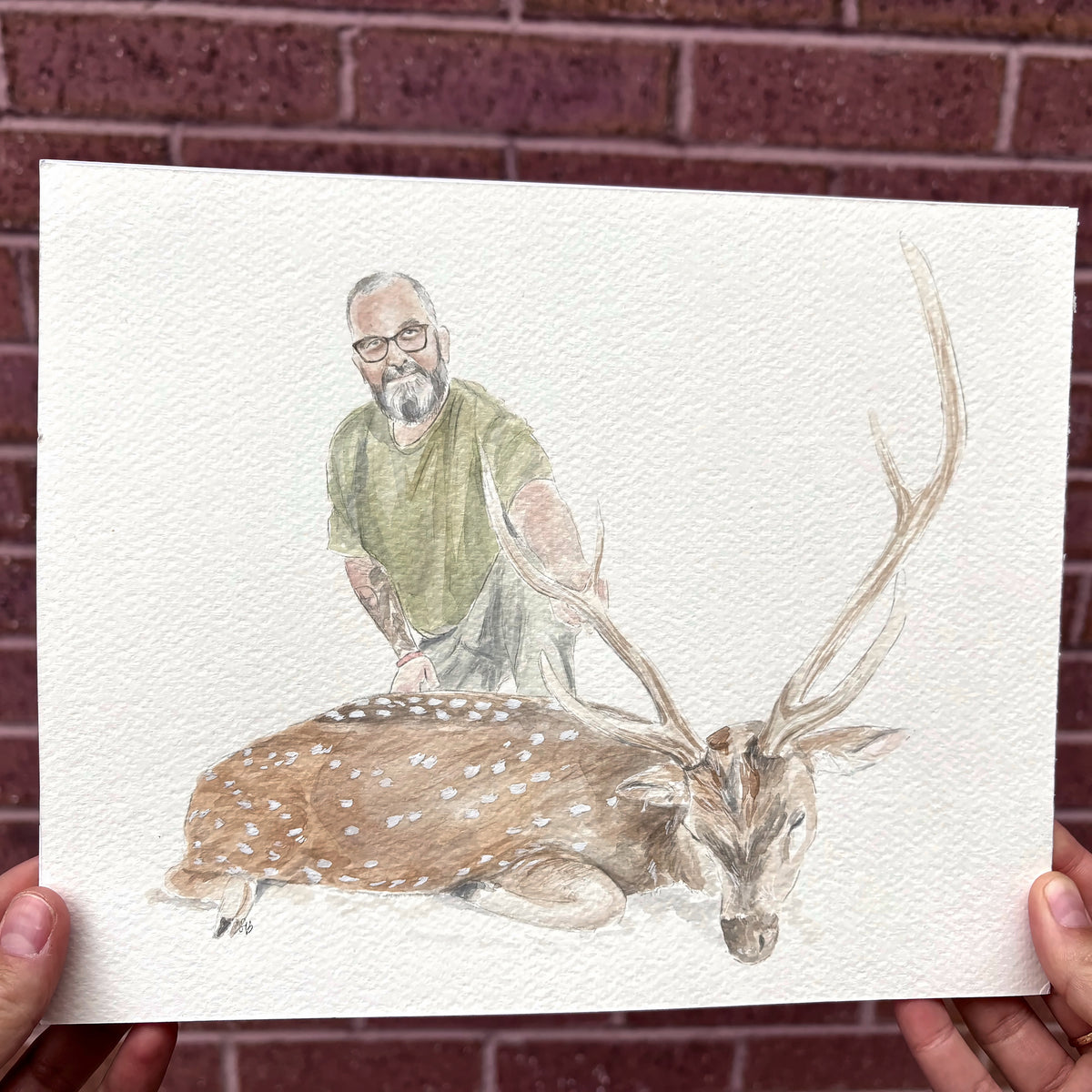Custom Watercolor Hunting Portrait