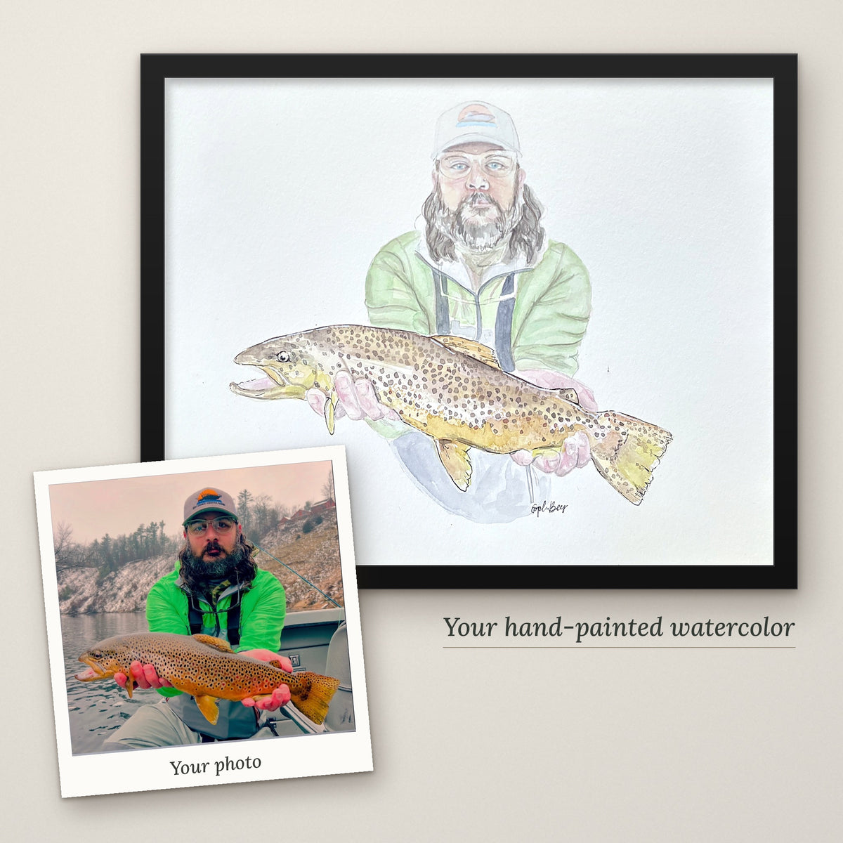 Custom Watercolor Trophy Fish Portrait