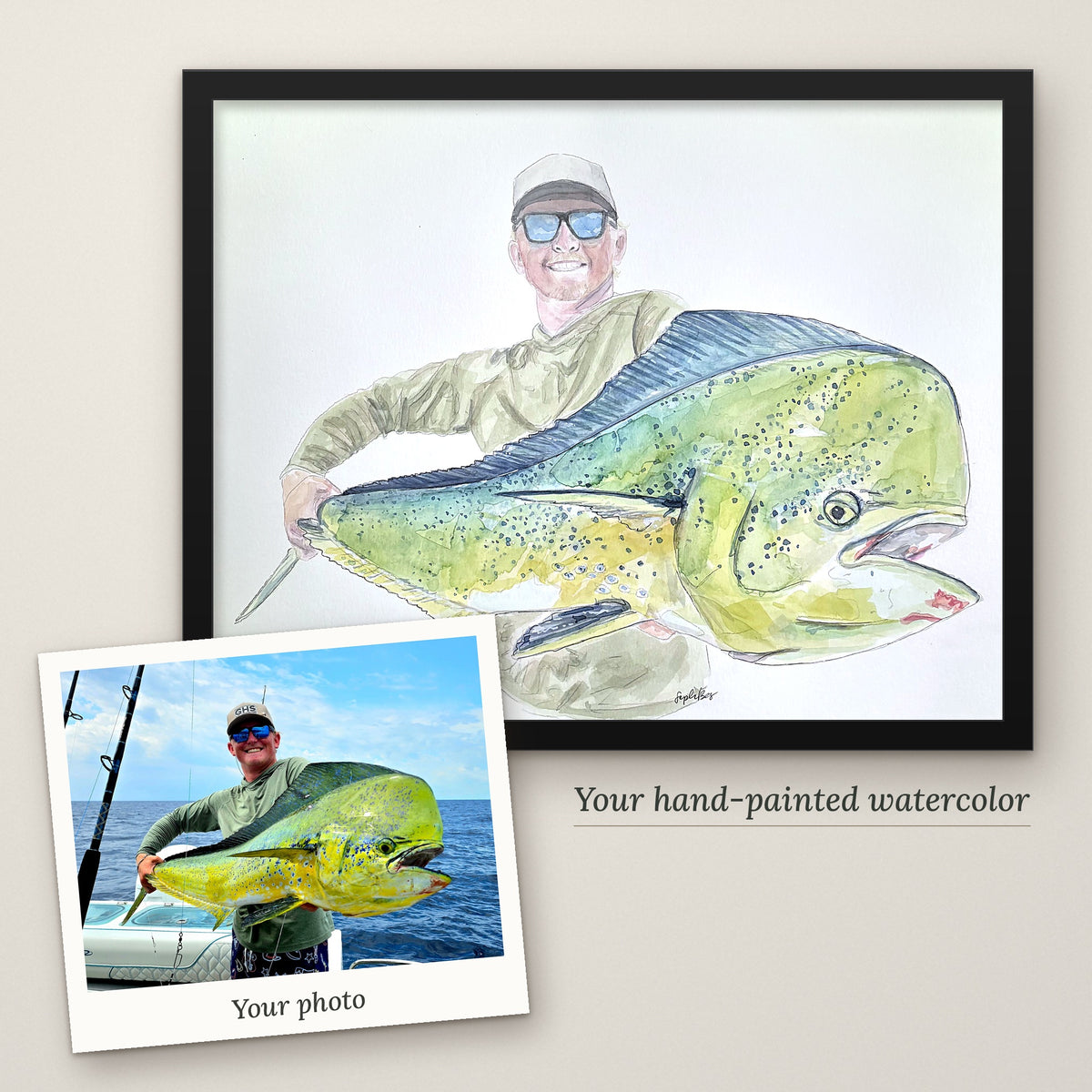 Custom Watercolor Trophy Fish Portrait