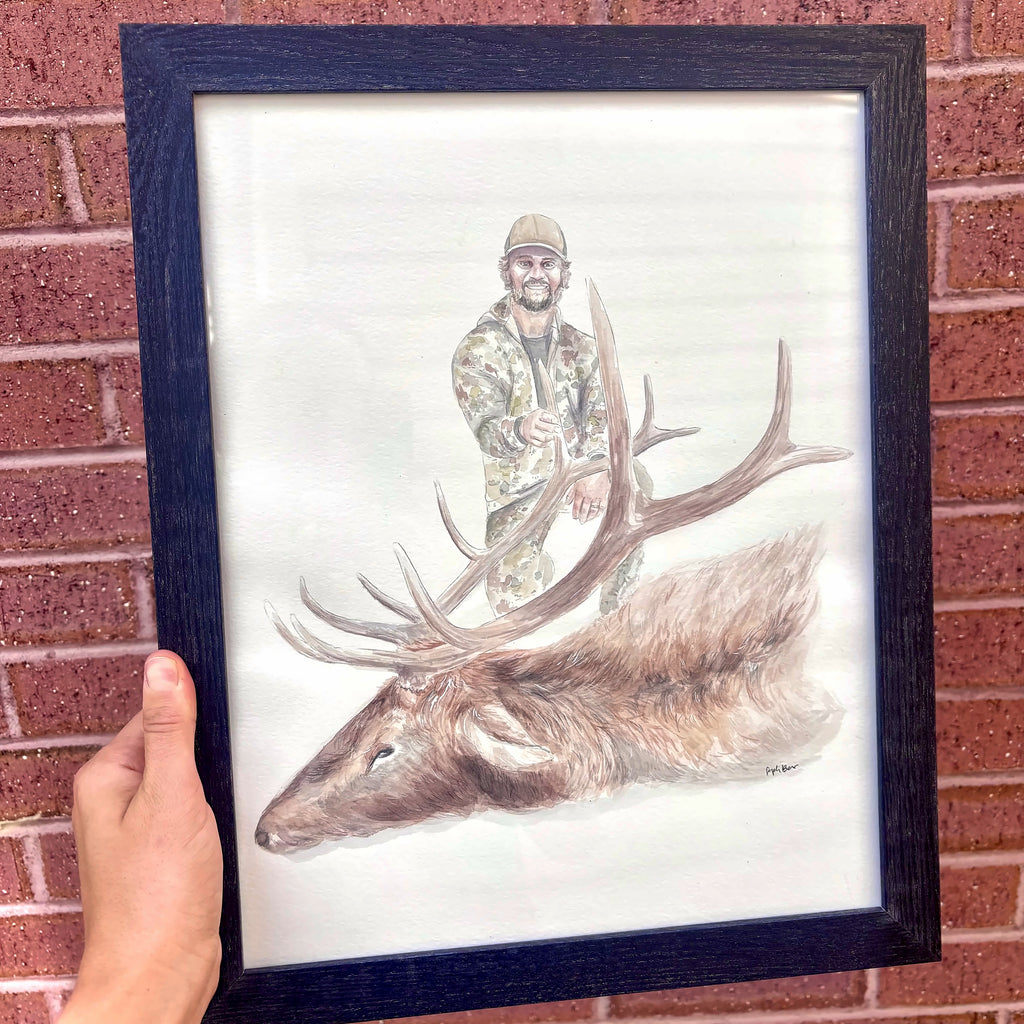 Custom Watercolor Hunting Portrait