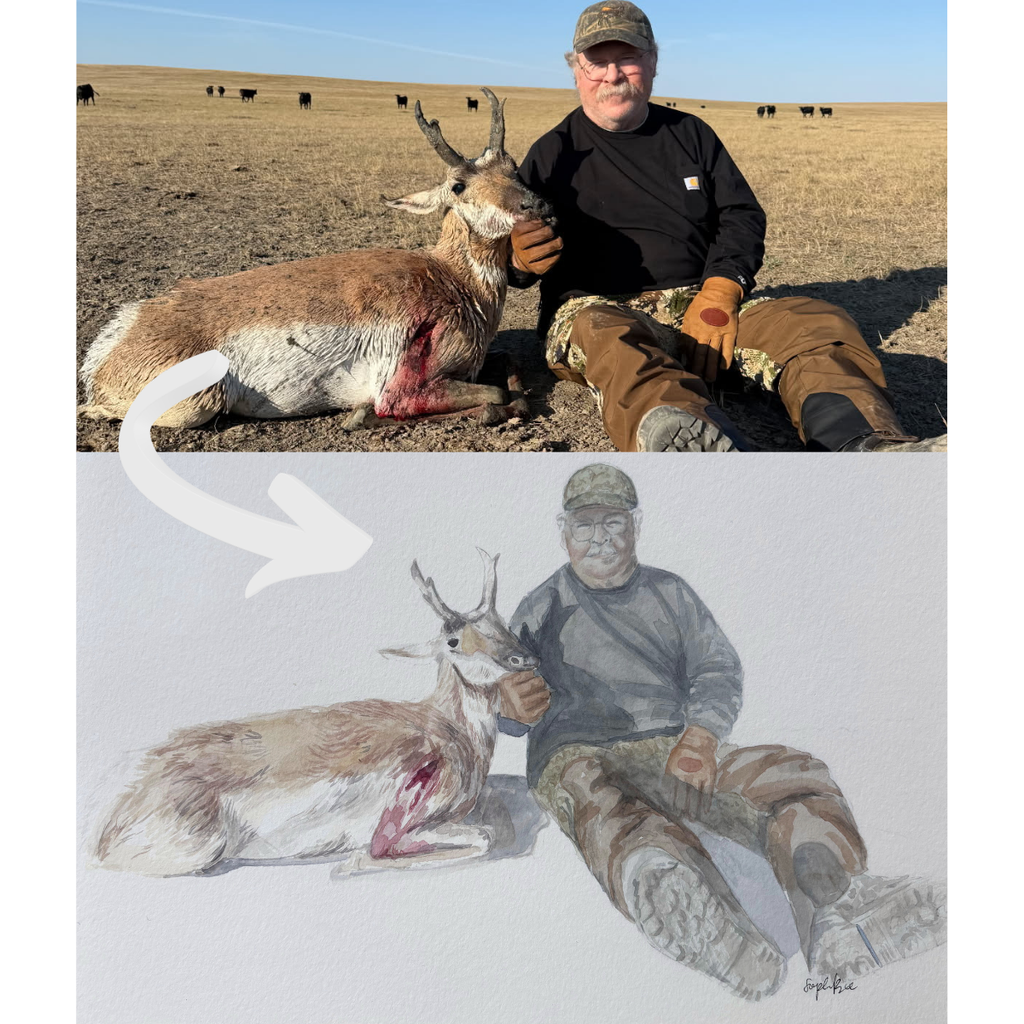Custom Watercolor Hunting Portrait