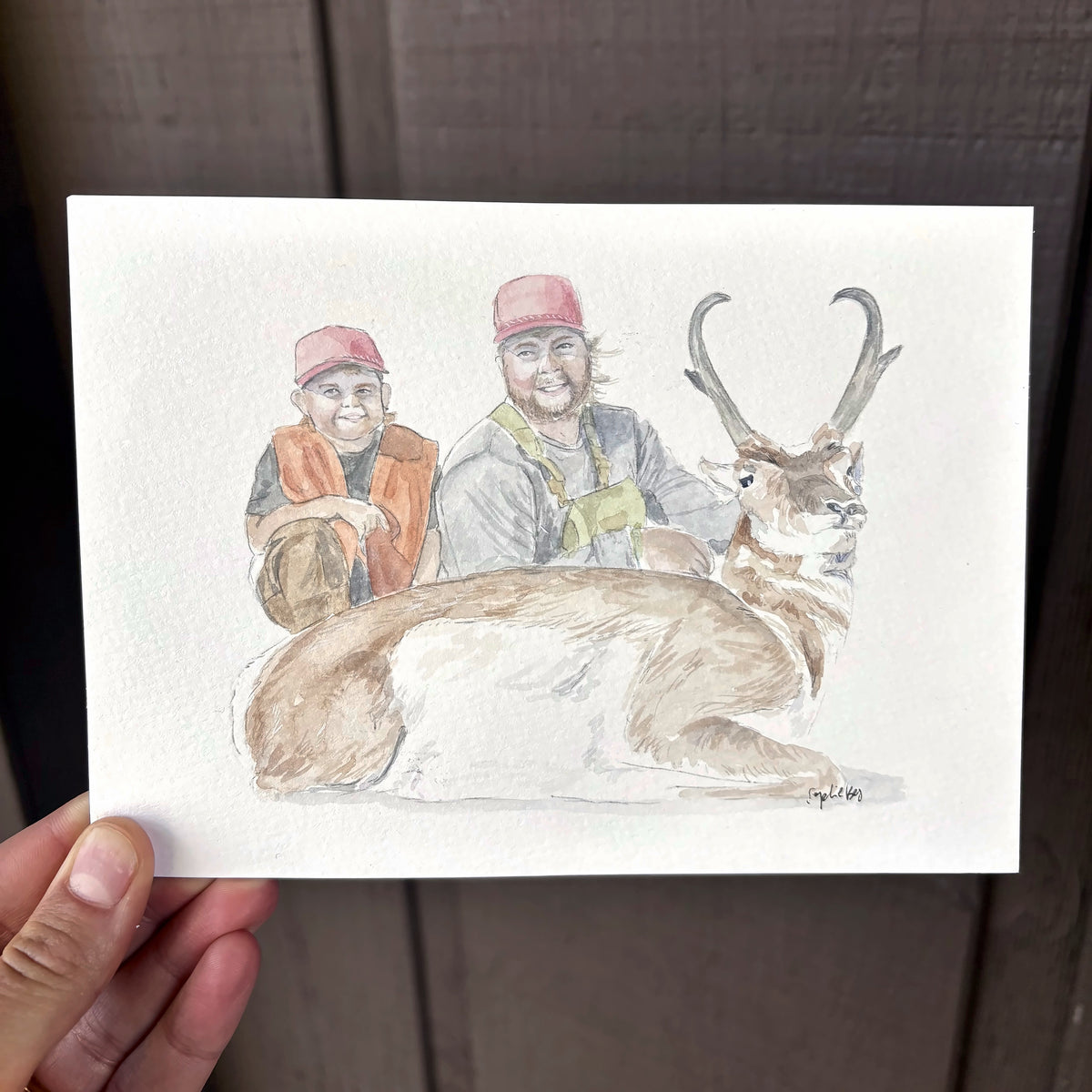 Custom Watercolor Hunting Portrait