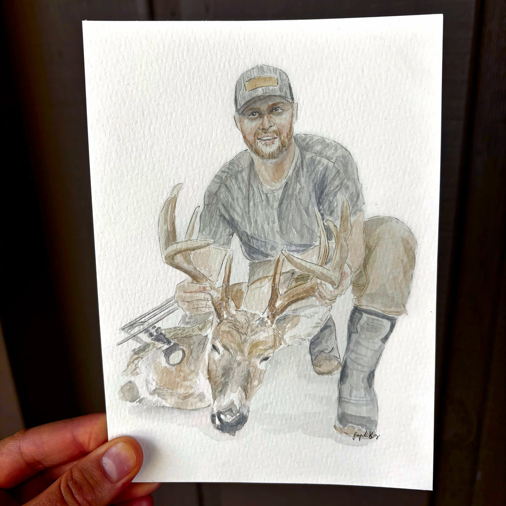 Custom Watercolor Hunting Portrait