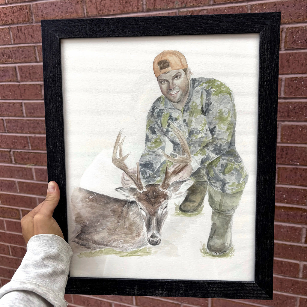 Custom Watercolor Hunting Portrait
